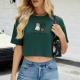 Floral And Animal Embroidery T-Shirt Short Casual Top For Women