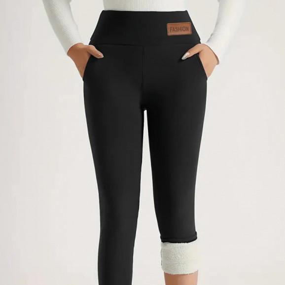 Womens High Waist Warm Fleece Lined Leggings