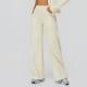 Casual Versatile Trousers Fleece-lined Keep Warm High Waist Wide-leg Trousers
