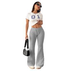 Padded Fleece Trousers High Waist Pure Color Sweatpants