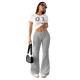 Padded Fleece Trousers High Waist Pure Color Sweatpants
