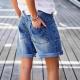 Mid-rise Bermuda Straight-leg Pants Stretchy Womens Denim Shorts