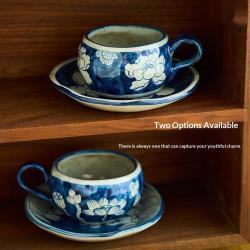 Chinese-style Retro Peony And Lotus Coffee Cup With Saucer
