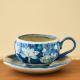 Chinese-style Retro Peony And Lotus Coffee Cup With Saucer