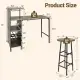 3PCS Bar Table & Stools Set, Wine Storage (6 Bottles + Wine Glass Holder), Oak