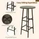 3PCS Bar Table & Stools Set, Wine Storage (6 Bottles + Wine Glass Holder), Oak