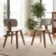 Set Of 2 Dining Chair Set (Grey&Walnut), Teddy Velvet Upholstery & Plush Padded Design