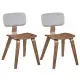 Set Of 2 Dining Chair Set (Grey&Walnut), Teddy Velvet Upholstery & Plush Padded Design