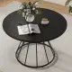 Black 47" Round Dining Table , Family-Sized For 4-6 People, Hourglass Metal Base & Curved Tabletop