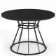 Black 47" Round Dining Table , Family-Sized For 4-6 People, Hourglass Metal Base & Curved Tabletop