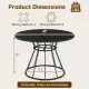 Black 47" Round Dining Table , Family-Sized For 4-6 People, Hourglass Metal Base & Curved Tabletop