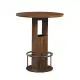 3-Piece Bar Table And Stool Set 31.5-inch Round Bar Table With Two Stools Compact Wooden Dining Bar With Metal Ring Footrest Ideal For Restaurants, Cafes, Bars, Living Rooms, And Small Spaces,Walnut
