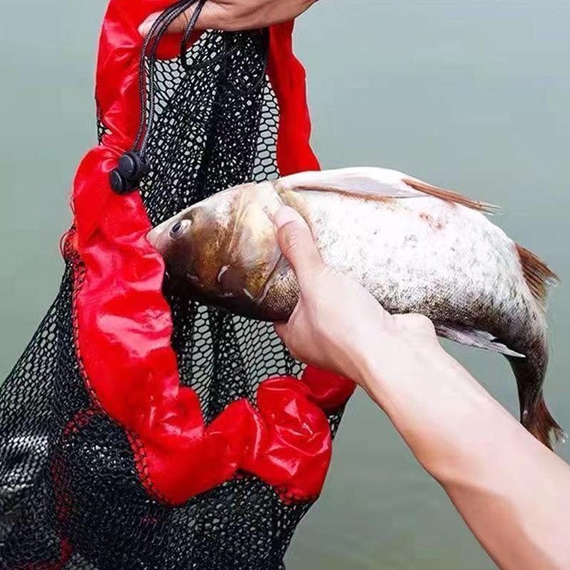 Portable Wild Fishing Drawstring Grain Wheat Fishnet Bag Encryption Mesh Oxford Cloth Edge Sealing Fish Protection Mini Fishnet Bag