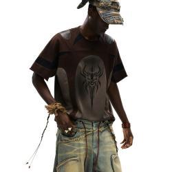 Athletic-style Spliced Short-sleeve T-shirt