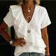 V-Neck Ruffle Trim Fashionable Womens Short-Sleeve Top