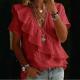 V-Neck Ruffle Trim Fashionable Womens Short-Sleeve Top