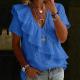 V-Neck Ruffle Trim Fashionable Womens Short-Sleeve Top