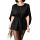 Womens Fashionable Defined-Waist Batwing-Sleeve Lace-Up Slimming Commuter Top