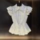 Womens Slim-fit Short Striped Short-sleeve Top