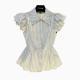 Womens Slim-fit Short Striped Short-sleeve Top