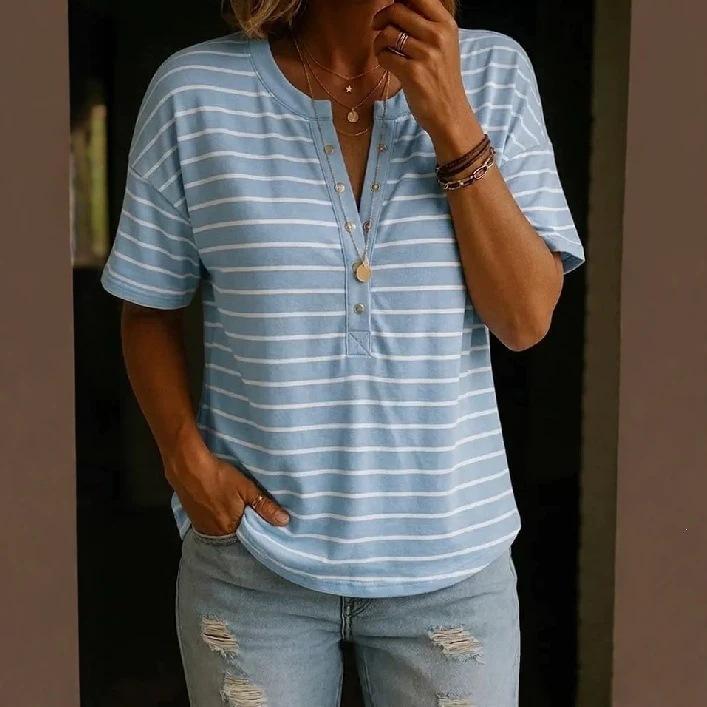Loose-fitting Casual Button-front Top With A Half-open Collar Womens