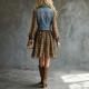 Chic Denim-look Chiffon Printed Patchwork Dress
