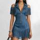 Womens Slim-Fit Western Cowboy Fringe Mini Dress