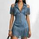 Womens Slim-Fit Western Cowboy Fringe Mini Dress