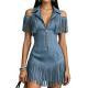 Womens Slim-Fit Western Cowboy Fringe Mini Dress