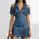 Womens Slim-Fit Western Cowboy Fringe Mini Dress