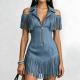 Womens Slim-Fit Western Cowboy Fringe Mini Dress