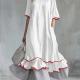 New Womens Linen Contrast-striped Dress