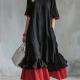 New Womens Linen Contrast-striped Dress