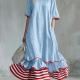 New Womens Linen Contrast-striped Dress