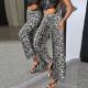 Printed Sequins Leopard Print European And American Straight-leg Trousers