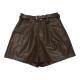 Black PU Leather Shorts A-line Wide-leg Pants