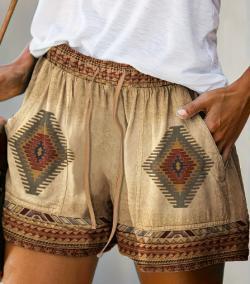 Womens Summer Lace-up Loose Shorts