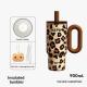 Leopard-print Insulated Mug Large-capacity Straw Water Bottle