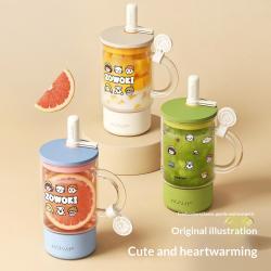 Creative Cartoon-Printed Large-Capacity Borosilicate Glass Mug
