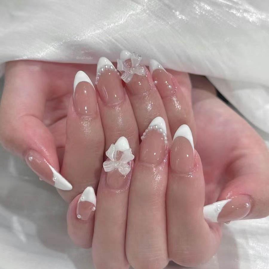 Acrylic Fake Nails Artificial Rhinestone Paste Gloss Short
