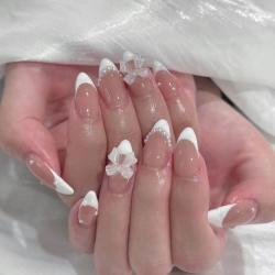 Acrylic Fake Nails Artificial Rhinestone Paste Gloss Short