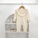 Baby Girl Round Neck Ruffled Stitching Long Climbing Fashionable Stylish Solid Color Jumpsuit