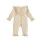 Baby Girl Round Neck Ruffled Stitching Long Climbing Fashionable Stylish Solid Color Jumpsuit