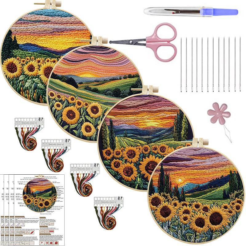 New Embroidery DIY Landscape Handmade Fabric Craft Material Kit