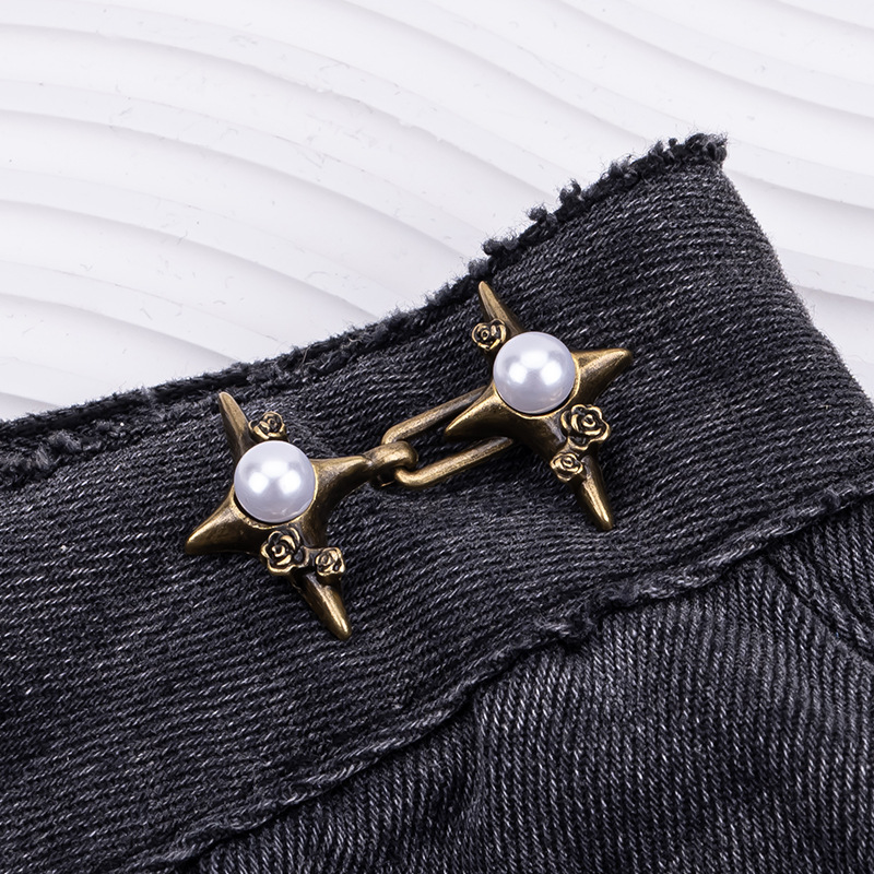 Pearl cross star waist buckle-copper-alloy-1 pair - Option1