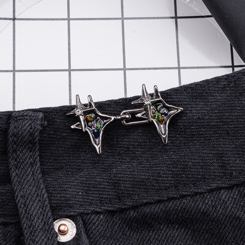 Rhinestone cross star waist buckle-gun color-alloy-1 pair - Option1