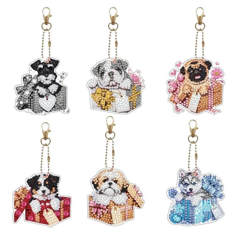 DIY Diamond Painting Keychain - Animal Pattern, DIY Decor, Diamond Painting Kit Craft Supplies, Handmade Mosaic Painting Keychain DIY Set For Beginners, Creative Handcrafted Gift Kit