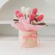 Handmade Yarn-Knitted Tulip Hug Bucket