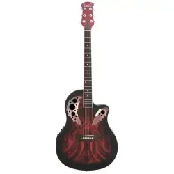 Dont Sell On Amazon - 41 Inch Full-Size Cutaway Acoustic-Electric Guitar Grape Voice Hole Spruce Top Round Back Sunset Red