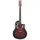 Dont Sell On Amazon - 41 Inch Full-Size Cutaway Acoustic-Electric Guitar Grape Voice Hole Spruce Top Round Back Sunset Red